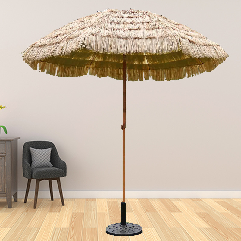 Thatched Outdoor Sun Umbrella Parasol Courtyard Photography Balcony Garden Decoration Straight Pole Shooting Props Anti-Straw Umbrella