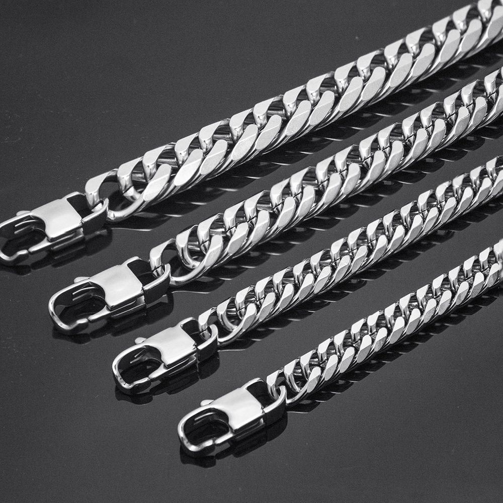 2025 k-estilo de tendencia creativa personalizada, collar de acero inoxidable y titanio, pulsera, cadena para hombres, hebilla cuadrada, cadena cubana para hombres
