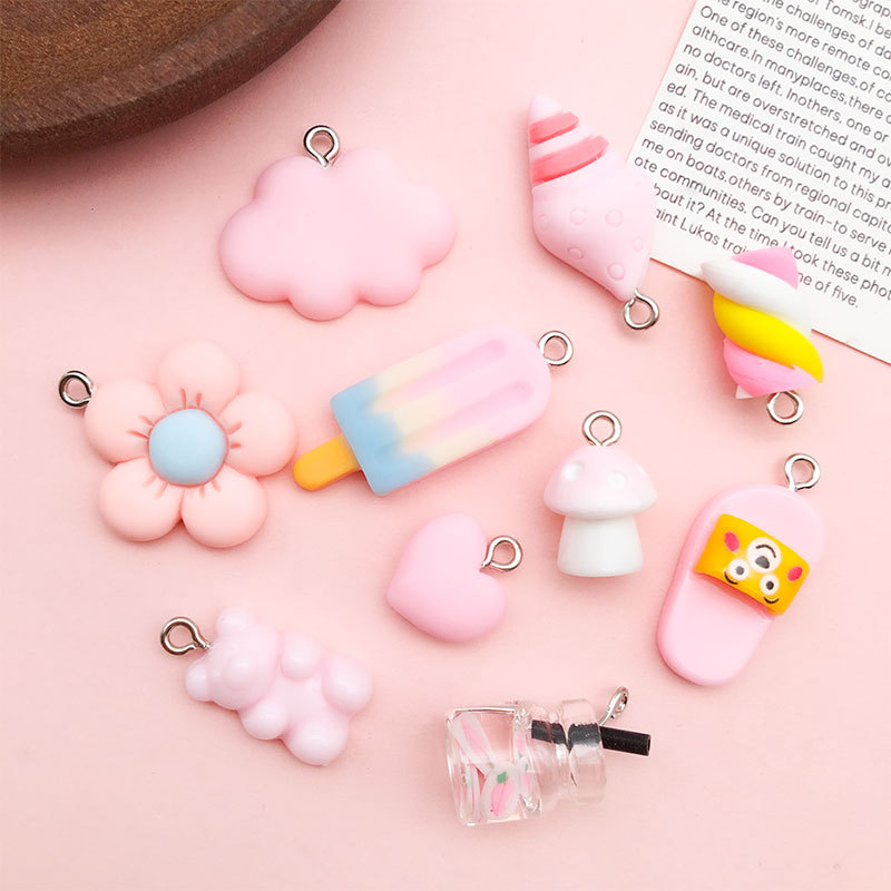 1 Piece Alloy Resin Ice Cream Bottle Flower Pendant display picture 3