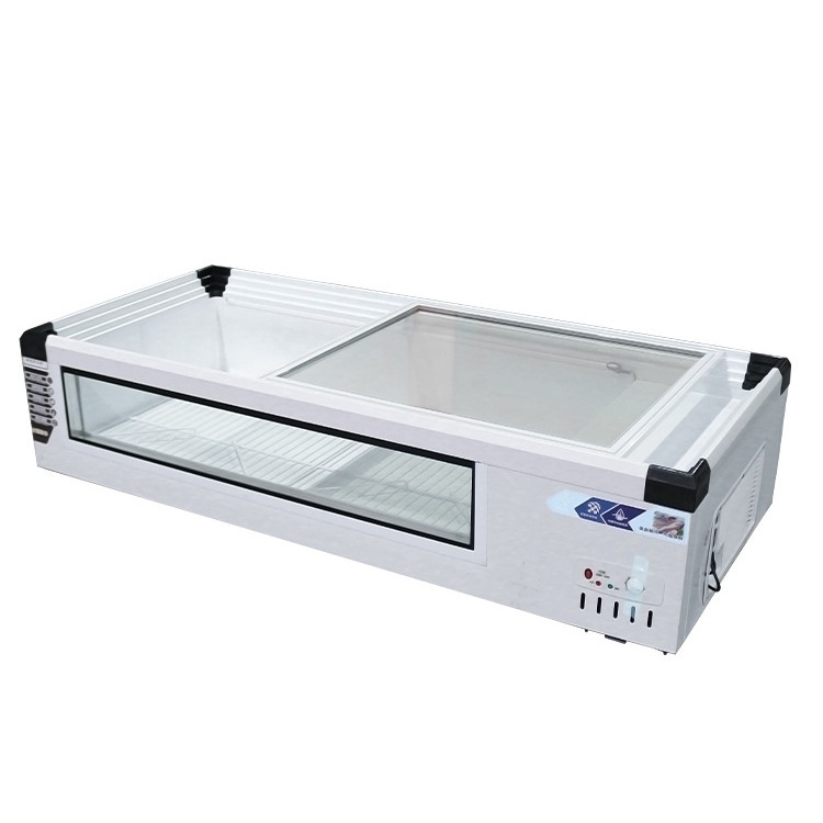 Gabinete de exhibición de refrigeración de escritorio, congelador de refrigeración, congelador de refrigeración, Gabinete de exhibición de barbacoa horizontal, refrigerador de cabina móvil