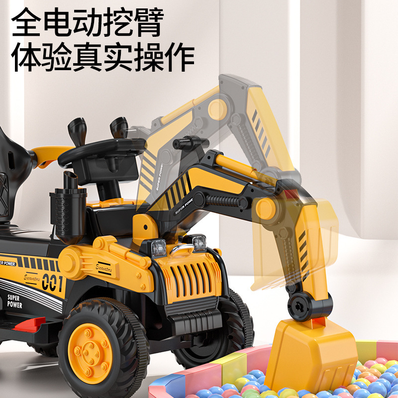 Excavadora de juguetes eléctricos para niños 1 - 5 años de edad coche de ingeniería puede sentarse en excavadora eléctrica de control remoto grande