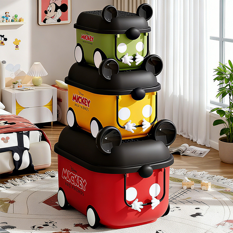 Children's Toys Mickey Storage Box Household Safety Large-Capacity Baby Clothes Storage Box Snack Plastic Storage Box