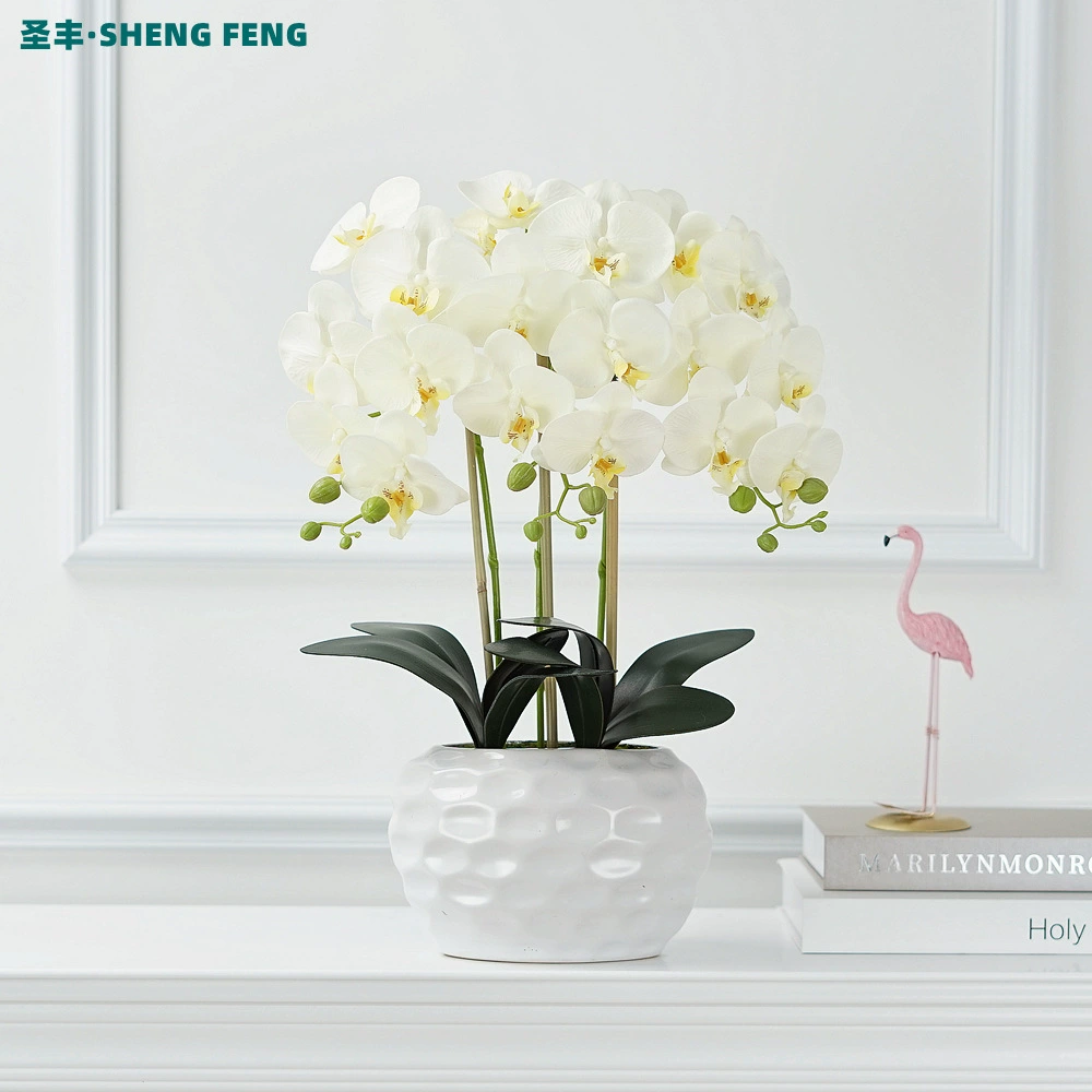 Симуляция искусственный цветок Phalaenopsis в горшке набор искусственного цветка из шелка