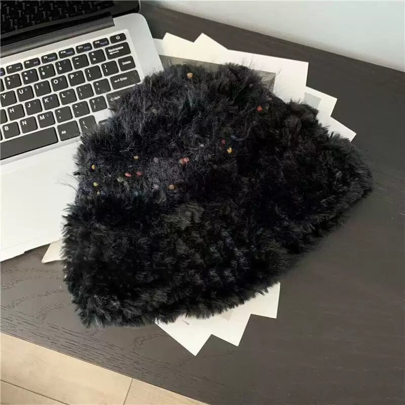 秋冬季ins彩色小糖豆防风毛绒帽女款出游氛围感护耳保暖针织帽子|undefined