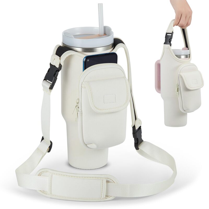 Cross-Border New Model Diving Material Insulated Water Bottle Bag Portable Waterproof Cup Cover Crossbody Shoulder Strap Outdoor Large Capacity Water Bottle Cover