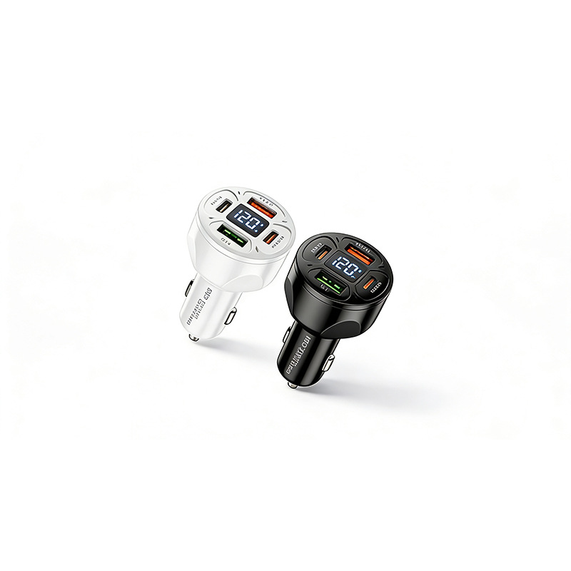 Cross-Border Digital Display Car Charger 66W 4Usb Car Charger Super Fast Charging One-To-Four Multi-Port Qc3.0 Car Charger