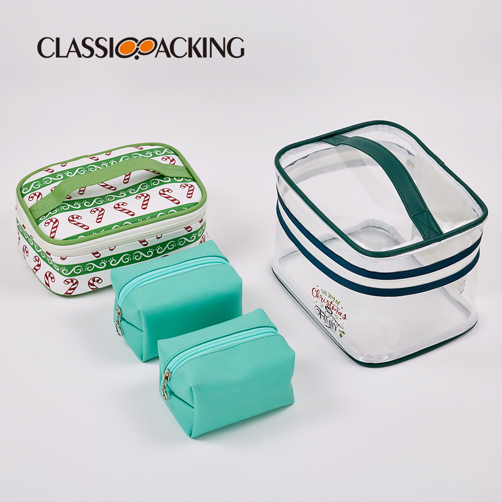 Suministro directo de fábrica material de pvc bolsa de almacenamiento multifuncional bolsa de cosméticos bolsa de ropa transparente de tres piezas