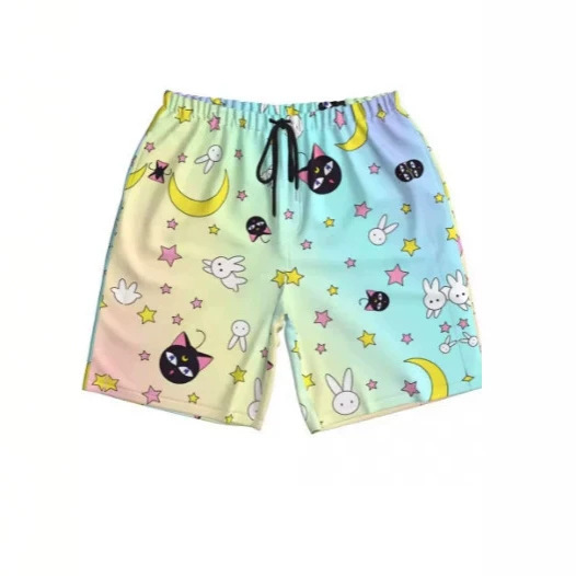 Sailor Surf Shorts Moon Girl Cute Retro Beach Shorts Men's Quick-Dry Surf Swim Trunks Sailor Surf Shorts Moon Girl Cute Retro Beach Shorts Men's Quick-Dry Surf Swim Trunks