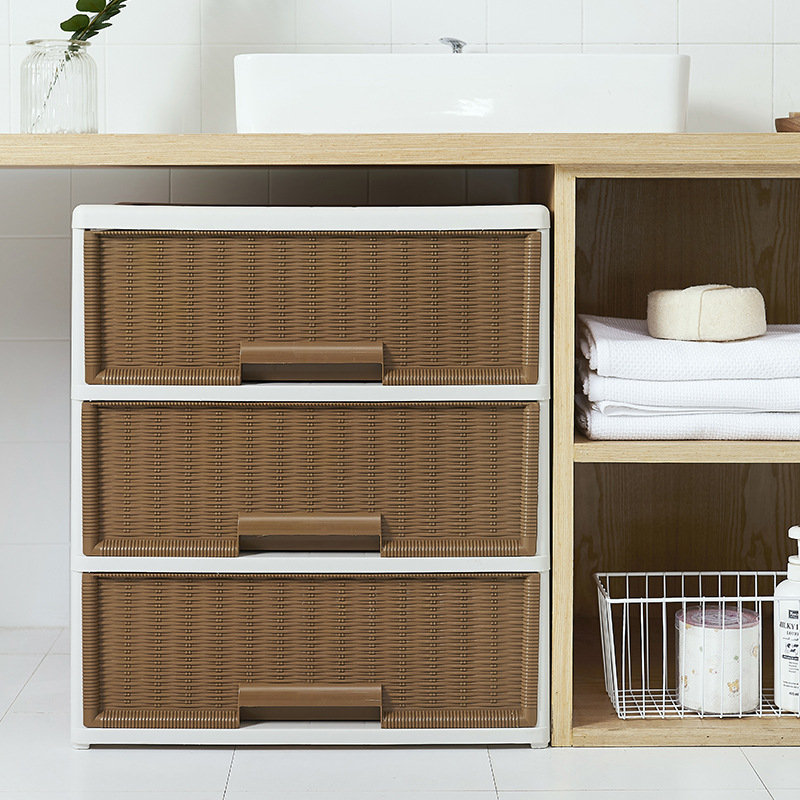 Japanese-style storage cabinet, home cabinet without installation, living room storage drawer cabinet, bedside cabinet, multi-layer plastic storage box