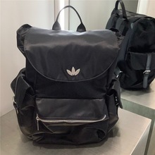 阿迪三叶草双肩包韩版大容量翻盖抽绳背包男女同款时尚运动通勤包