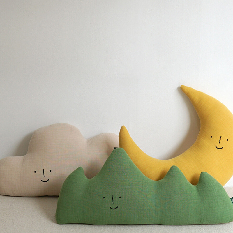 INS Nordic Style New Nap Pillow Cloud Moon Solid Color Pillow Home Office Cartoon Bedside Pillow Plush