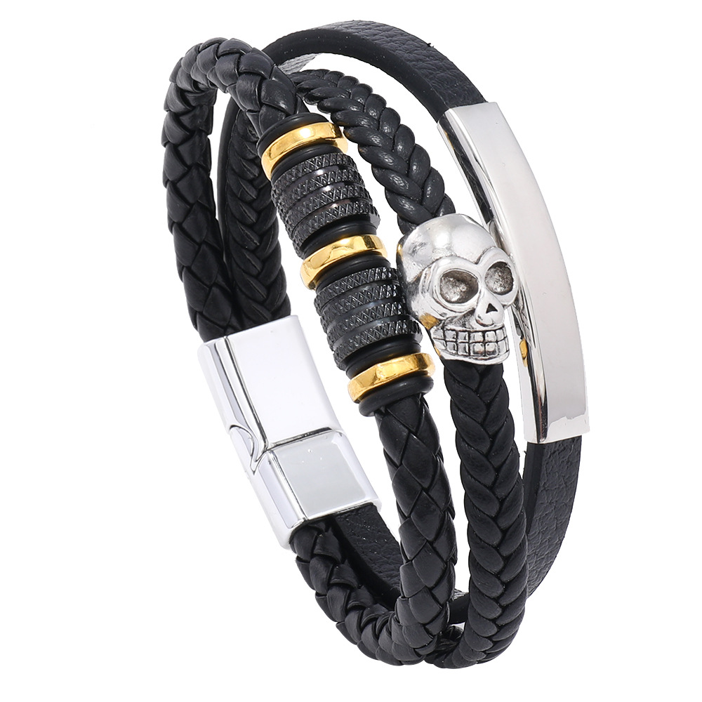 Men's Braided Leather Bracelet Waterproof And Hypoallergenic_voghion.com