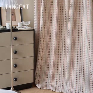 Fair Isle Curtain Chenille Vertical Stripe Children's Room Light Luxury Vintage Jacquard Romantic Bedroom Living Room Shaoxing Finished Curtain