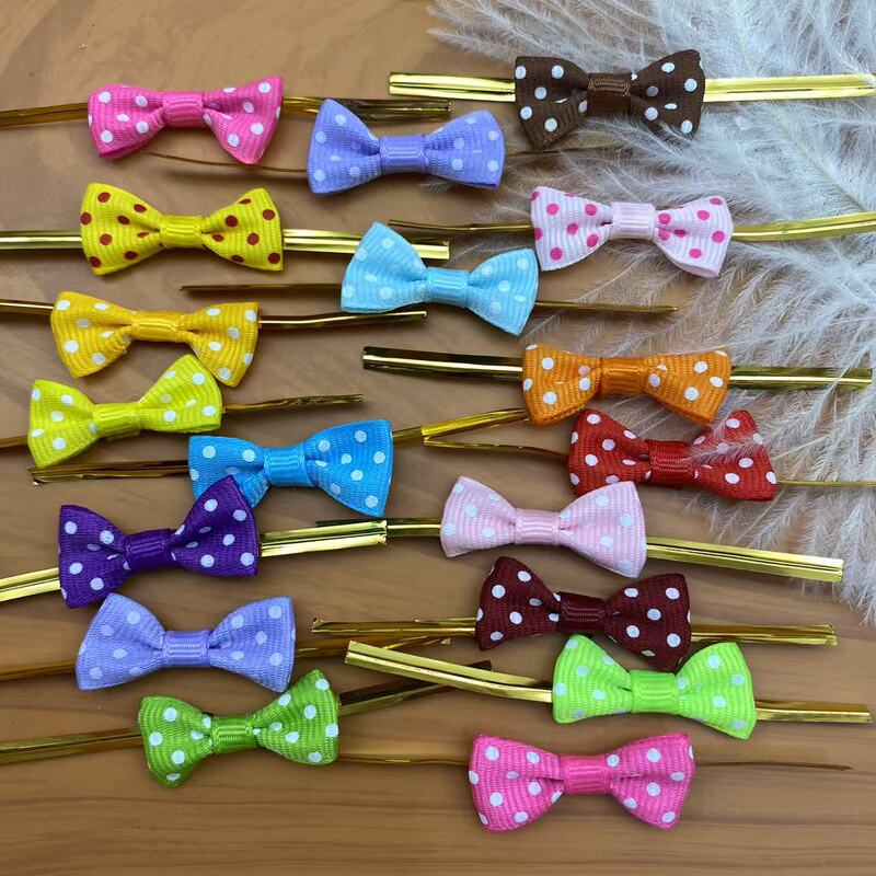 Ready-Made Ribbon Bows, Gold Tie Ties, Decorative Bows for Packaging Bags and Candy Bags, Wholesale from Manufacturer