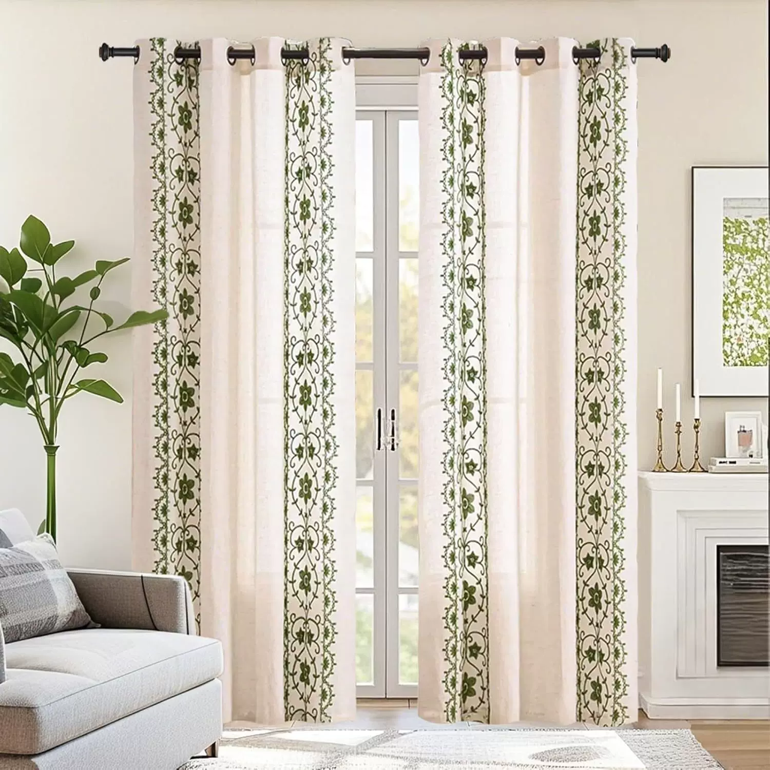 跨境窗帘成品农舍波西米亚复古花卉刺绣绣花客厅卧室阳台窗帘