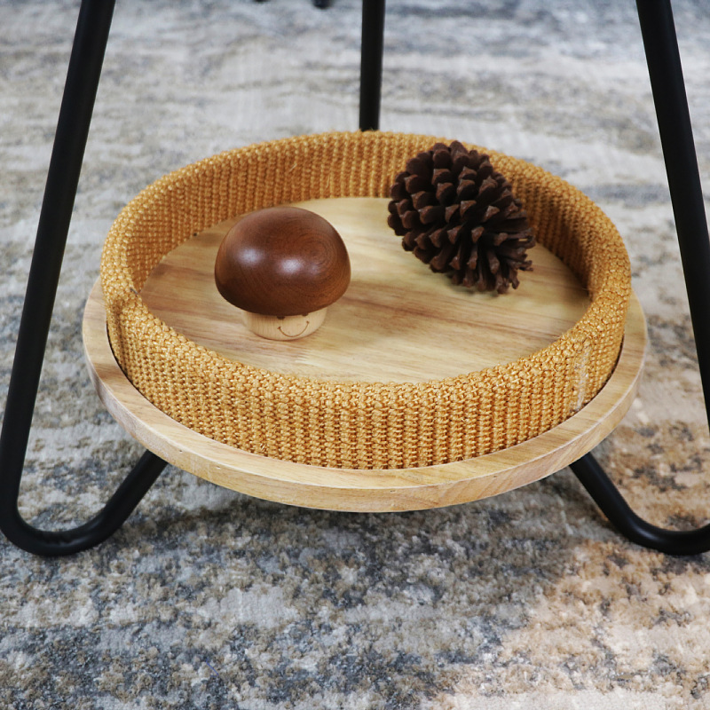 Sala de estar de lujo ligera mesa de té nórdica simple redonda de dos pisos en el lado de varios hoteles de alojamiento residencial al lado del sofá de varias mesas redondas