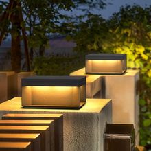 户外太阳能柱头围墙柱子庭院庭院灯简约现代室外别墅门柱灯
