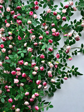 玫瑰花假花空调管道装饰花藤条遮挡塑料藤蔓植物摆设吊顶墙面