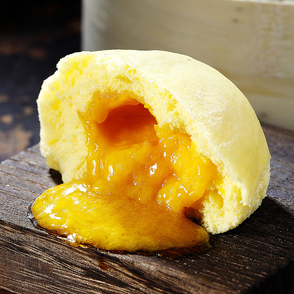 入口为鲜爆浆流沙包广式茶楼早餐包点蛋黄馅速食冷冻半成品480g