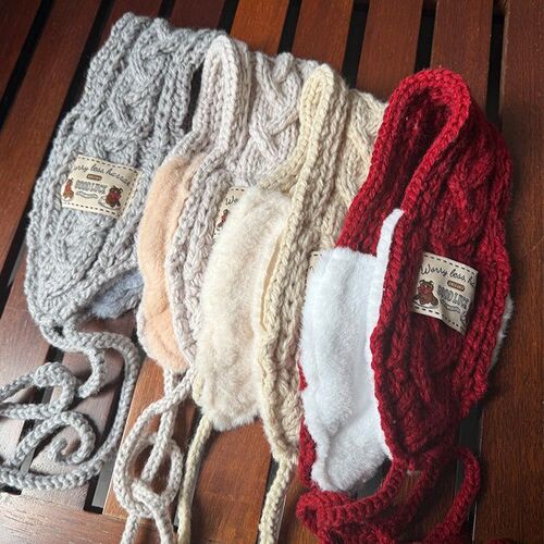 Autumn and Winter Korean Student Fashion Retro New Ear Muffs for Warmth, Knitted Ear Warmers to Make Face Look Smaller, Cold Protection Ear Cover