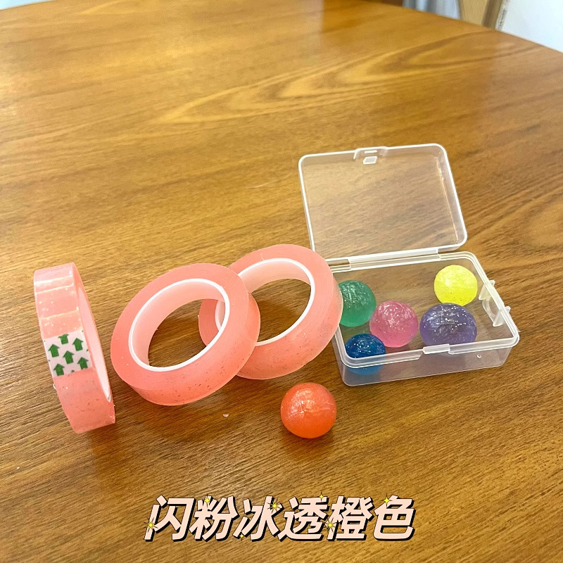 彩色透明粘粘球胶带徒手拉丝解压胶带冰透胶带|undefined