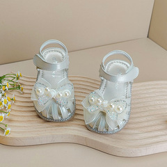 女寶寶鞋子嬰兒學步鞋蝴蝶結女童鞋子夏季款涼鞋公主風兒童包頭鞋