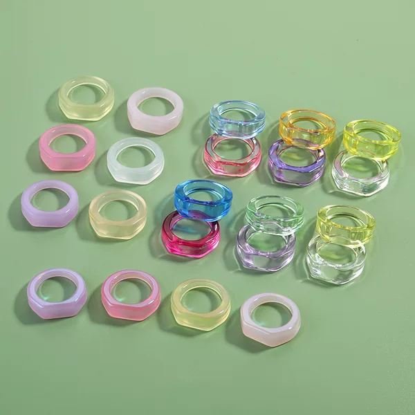 Niche Style Transparent High Color Value Simple Color Transparent Ring Colorful Trend DIY Creative Jewelry Women's Ring