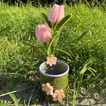 手工DIY笔筒扭扭棒仿真花百合玫瑰向日葵花节日花工艺自然小礼品