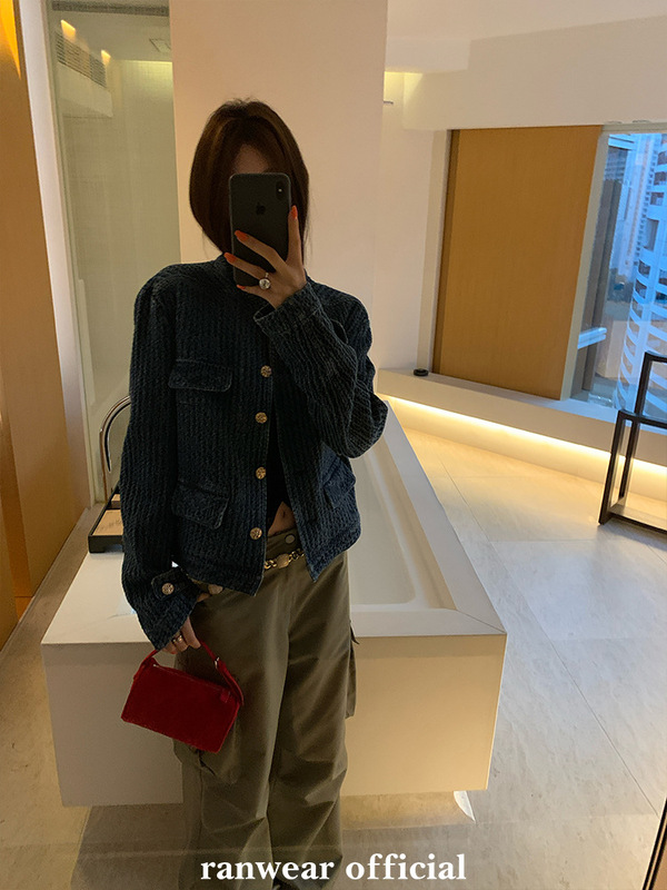 Ranwear 人气王！老钱调风 b*v小众复古牛仔小香外套短款立领夹克|undefined