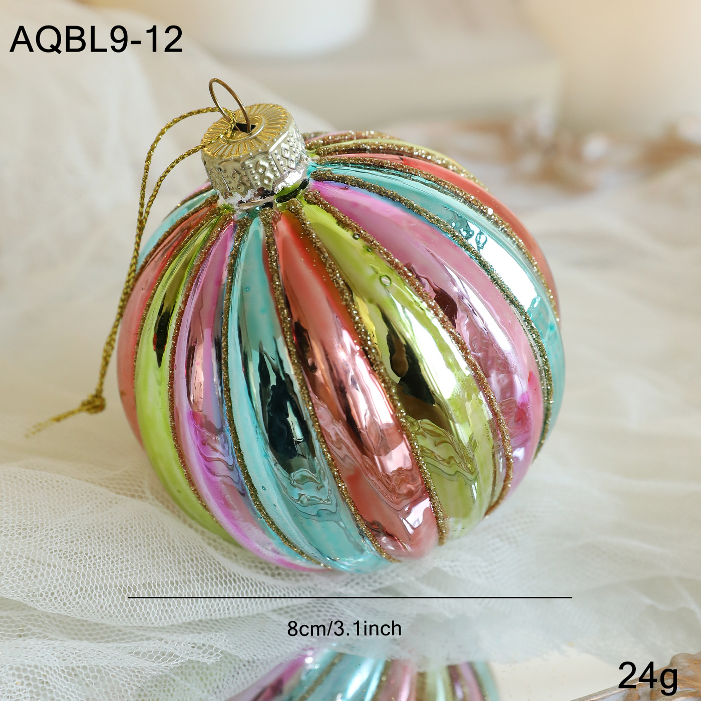 Bola de vidrio de color de 8cm esparciendo bolas colgantes en polvo decoración del árbol de Navidad decoración del colgante de bola hueca disposición del Festival