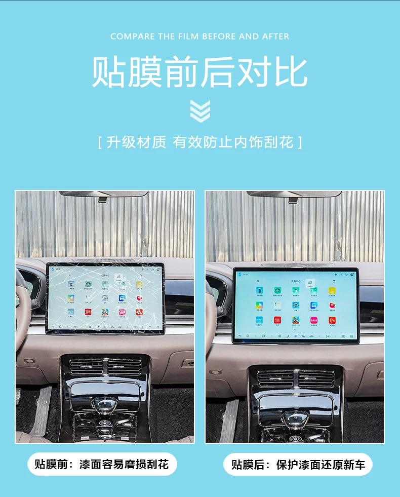Suitable for 26 models of Mercedes-Benz V-Class 300L: interior protective film, center console film, display screen tempered glass film, and modification parts