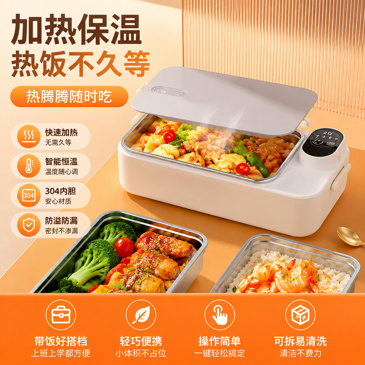 Caja de almuerzo eléctrica externa recargable, aislamiento térmico, carga sin inyección de agua, electricidad, usb portátil, artefacto de arroz caliente, caja de almuerzo caliente
