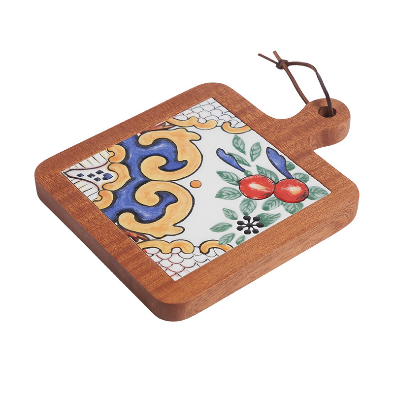Madera maciza vintage azulejo mantel estera de aislamiento estera de mesa creativa anti-escaldado cazuela estera olla grande japonés nuevo