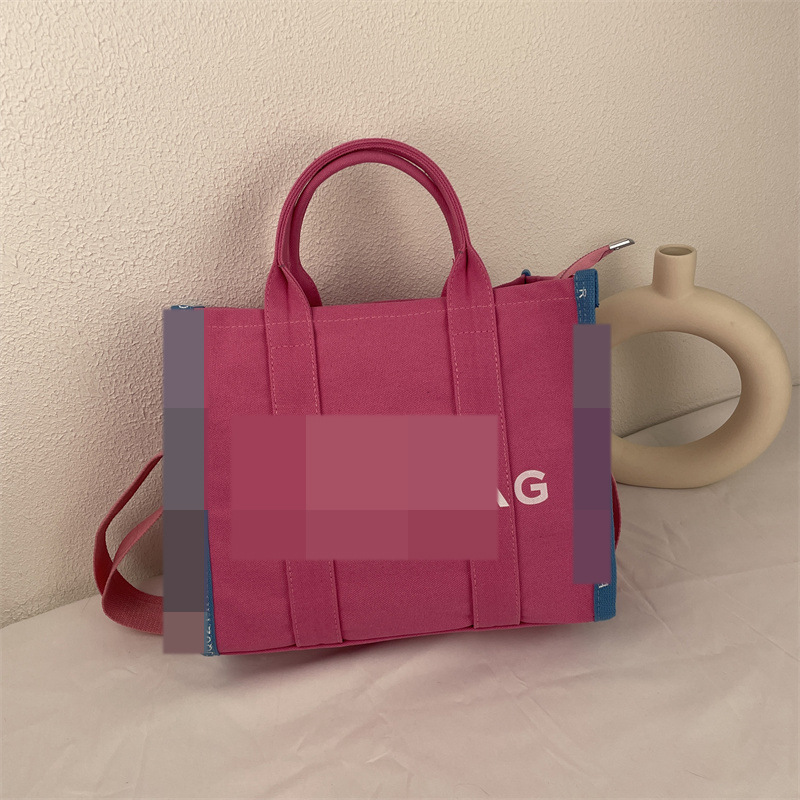 Bolso de mano de gran capacidad Bolso de mensajero de lona simple de moda Bolso de hombro de color de contraste para mujer de moda Simple y versátil