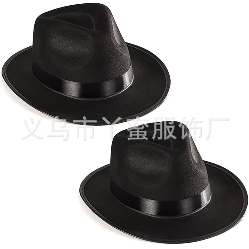 Sombrero de copa negro Cinta negra Juego de 2 piezas