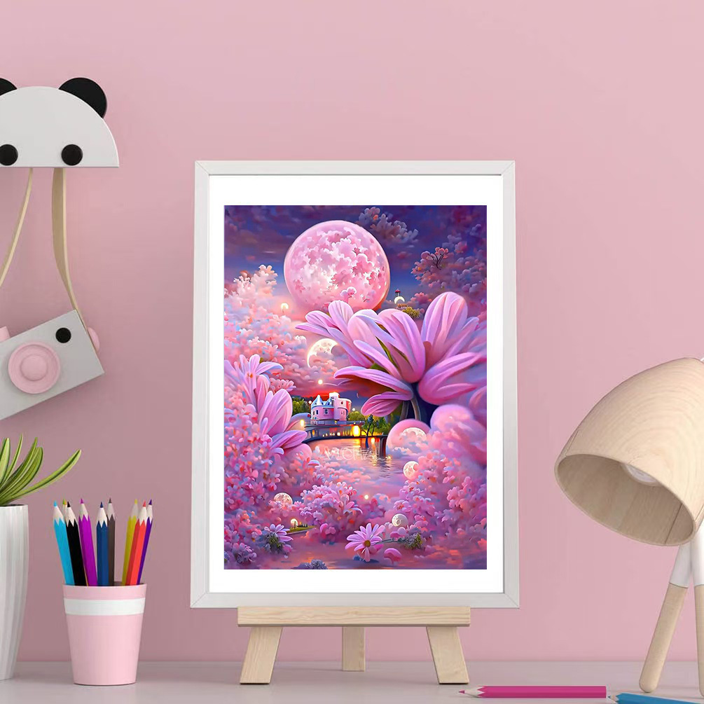 Flores paisajísticas llenas de diamante DIY pintura de diamante hecha a mano Rubik cuadrado conjunto de pegatinas de diamante cross-border DIY pintura de diamante hecha a mano