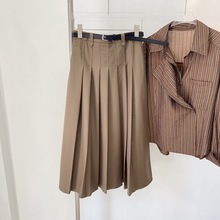 日本Clan*代购款！MY9022进口TR料西装气质百褶半身裙 不退不换