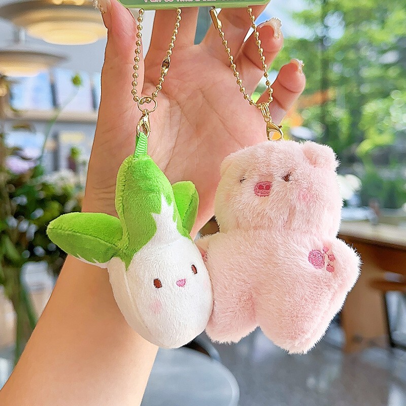 Jinnew original pig arch cabbage magnetic pair plush key chain pendant girlfriends cute little hanging Jinnew original pig arch cabbage magnetic pair plush key chain pendant girlfriends cute little hanging