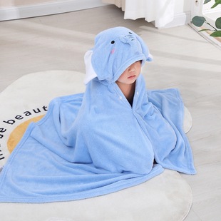 Children's bath towel cloak wholesale quick-drying coral fleece bathrobe hooded cartoon cloak baby hooded bath towel