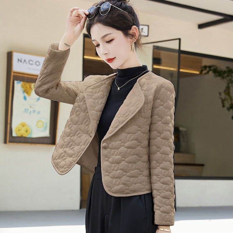 Small Fragrant Style Suit Short Outwear Autum New Quilted Outwear Light and Thin Small Western Style Women's Clothing