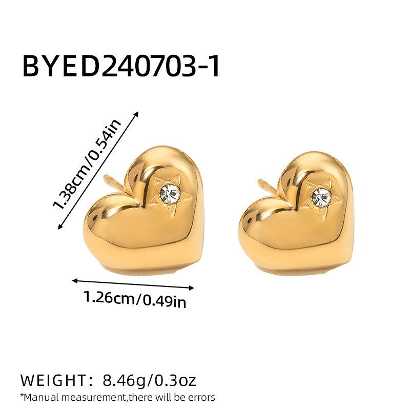 Sieradenset k gold oorstekers hart en ring elegant voor dames_voghion.com