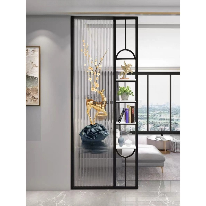 Entrance Decoration Hollow Screen Modern Simple Entrance Light Luxury Stainless Steel Changhong Glass Partition Entrance Door Living Room