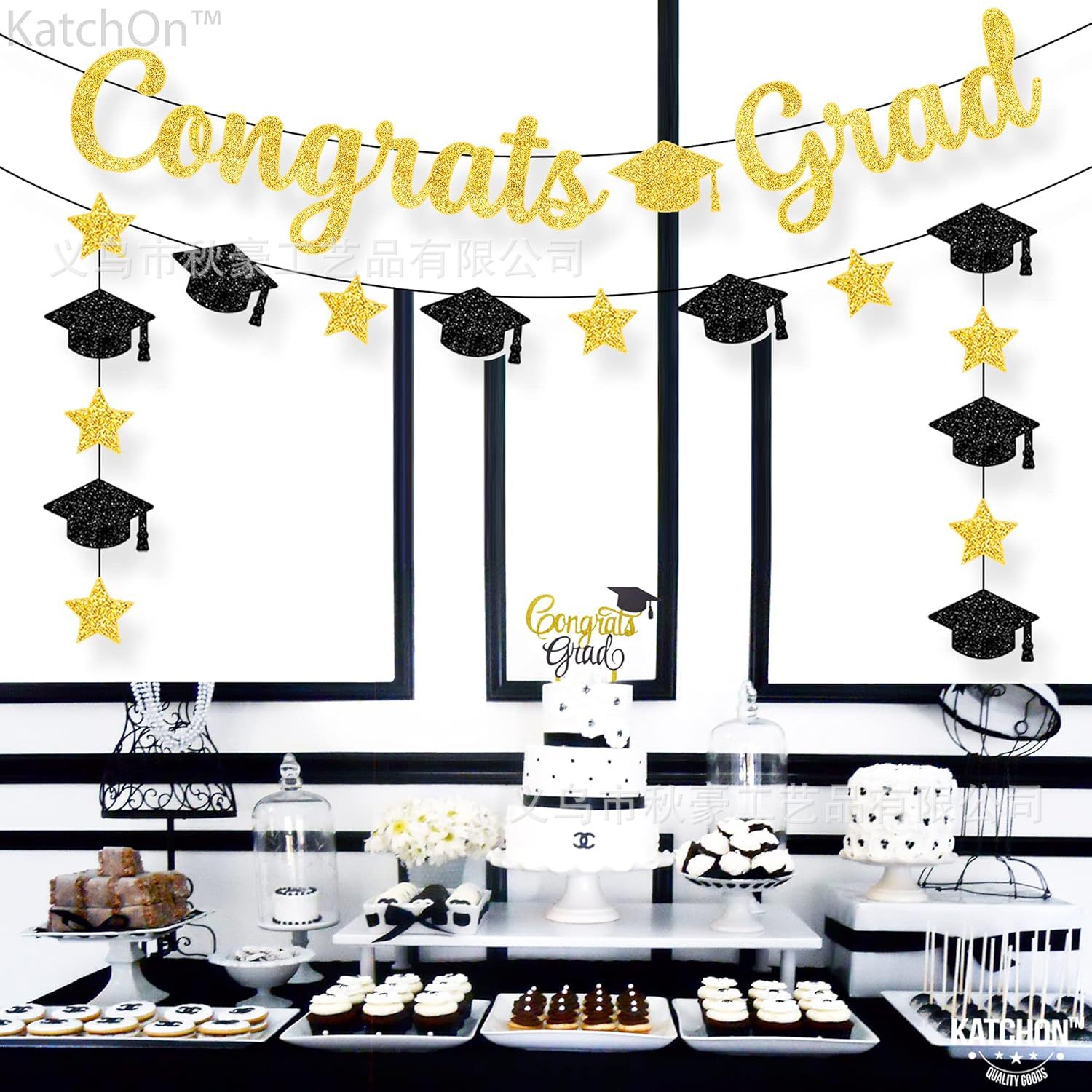 Congrats Grad Class of 2024 Graduación Alfabeto Tirando Bandera Decoración Banners Decoración Artículos de fiesta Decoración