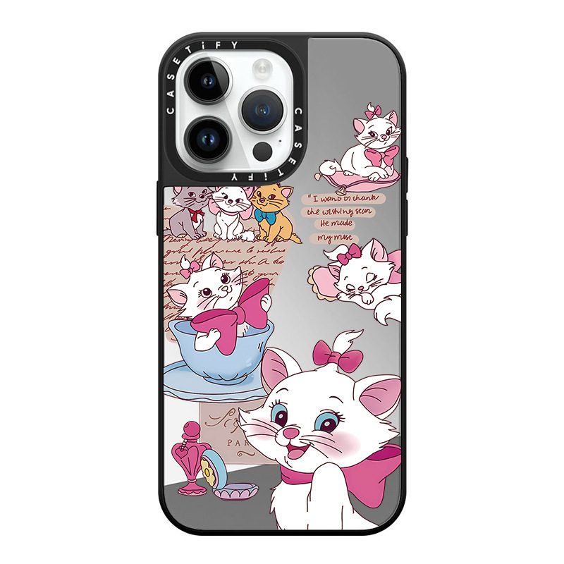 Ca Mirror Collaboration New Pink Marie Cat Sticker Cartoon Cute Apple 16 Pro Max Phone Case 15