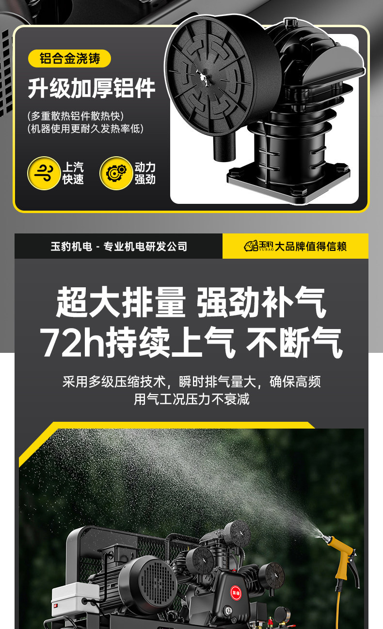 Air compressor industrial grade large 380V high pressure air pump small 220V spray paint air pump auto repair air compressor