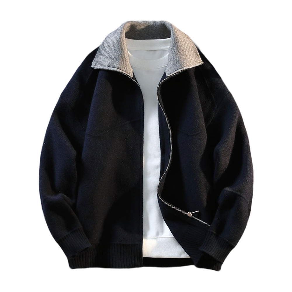 Explosiones transfronterizas europeas camisas de punto de tamaño grande suéter hombre polo camisa con la solapa cardigan chaqueta de negocios fábrica de tendencia mayorista