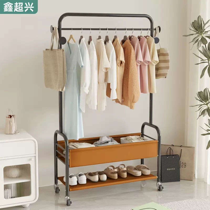 家用可移动置物衣帽架皮兜包包收纳挂衣架脏衣篓网红晾衣架收纳架