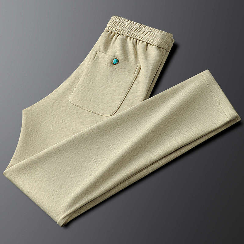 Light Luxury Autumn and Winter Casual Sweatpants Men's Slim Straight Sports Pants Simple Versatile Men's Center Seam Wool Pants