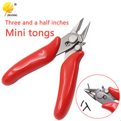 3.5-inch mini locking electronic diagonal wire cutters with red handle stainless steel DIY wire cutters