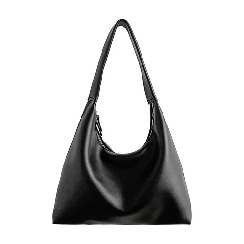 Korean fashion shoulder bag niche soft PU commuter bag high-end retro women's bag large capacity double zipper armpit bag